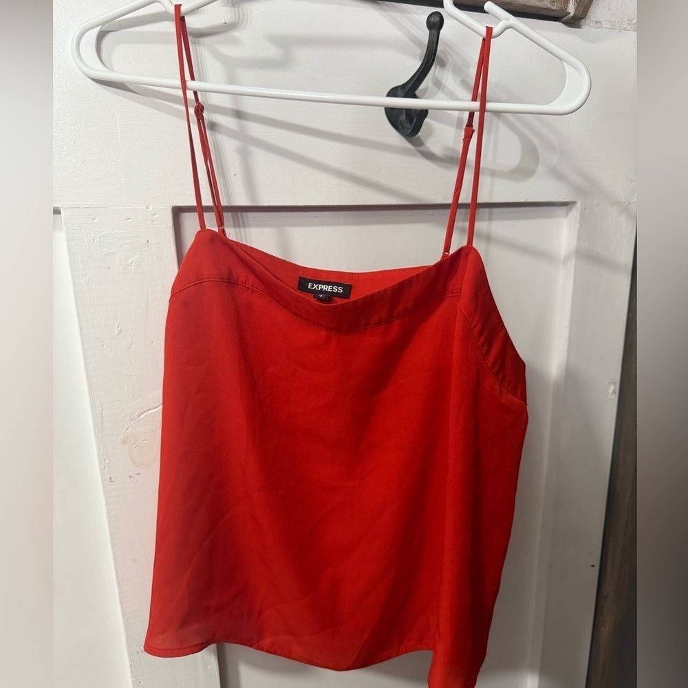 Express Orange Cropped Flow Top